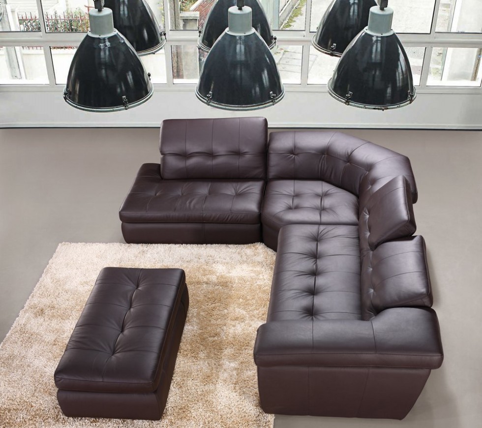 Modern 397 Italian Leather Sectional Sofa in Chocolate