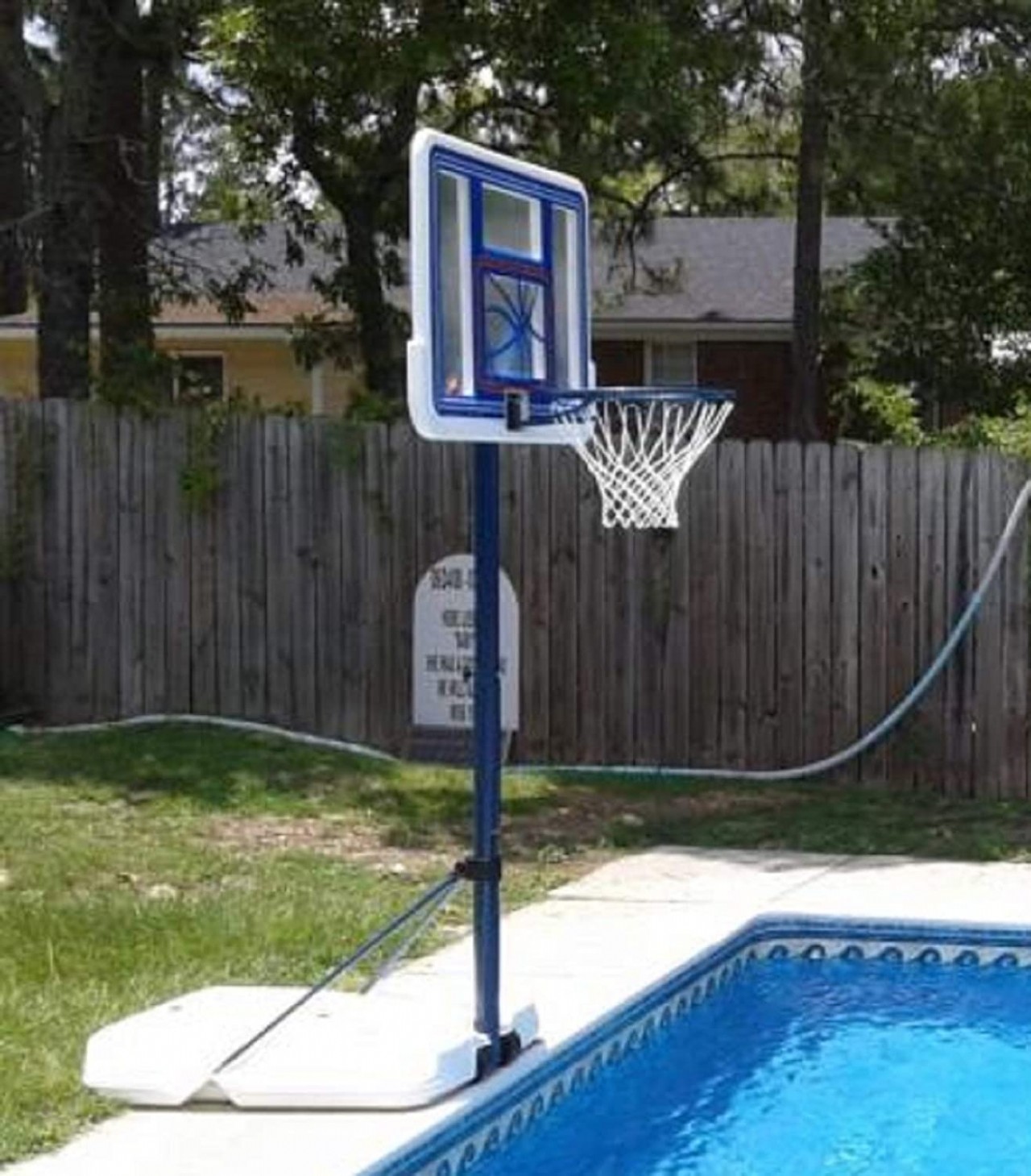 Dunnrite Products Pool Sport 2in1 Swimming Basketball Hoop and Volleyball Combo Set Pools